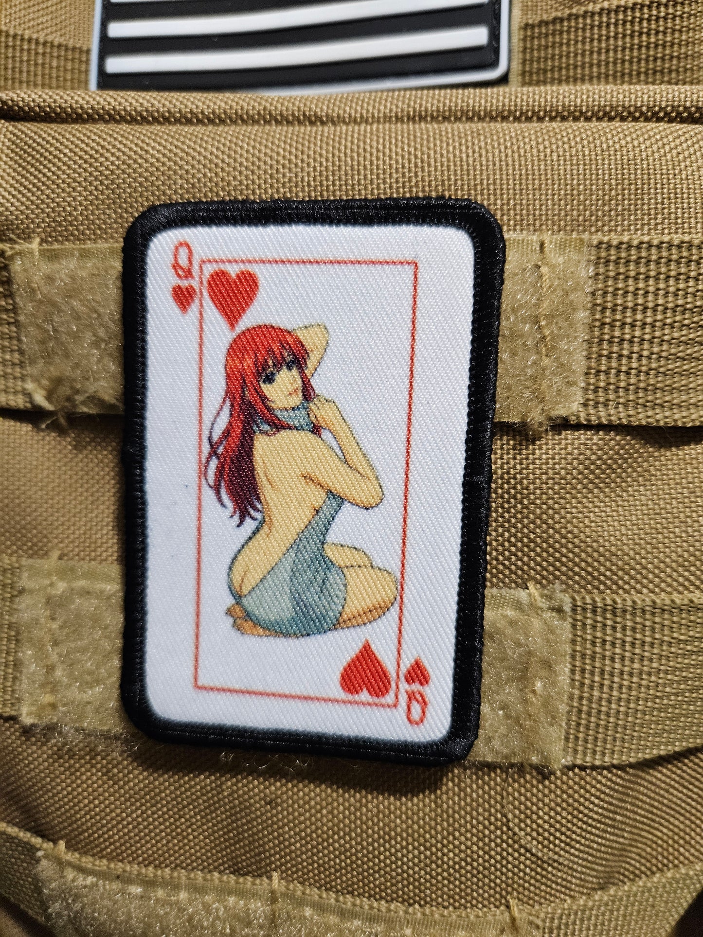 Sexy queen of hearts virgin killer sweater waifu 2"x3" removable morale patch with hook and loop backing anime