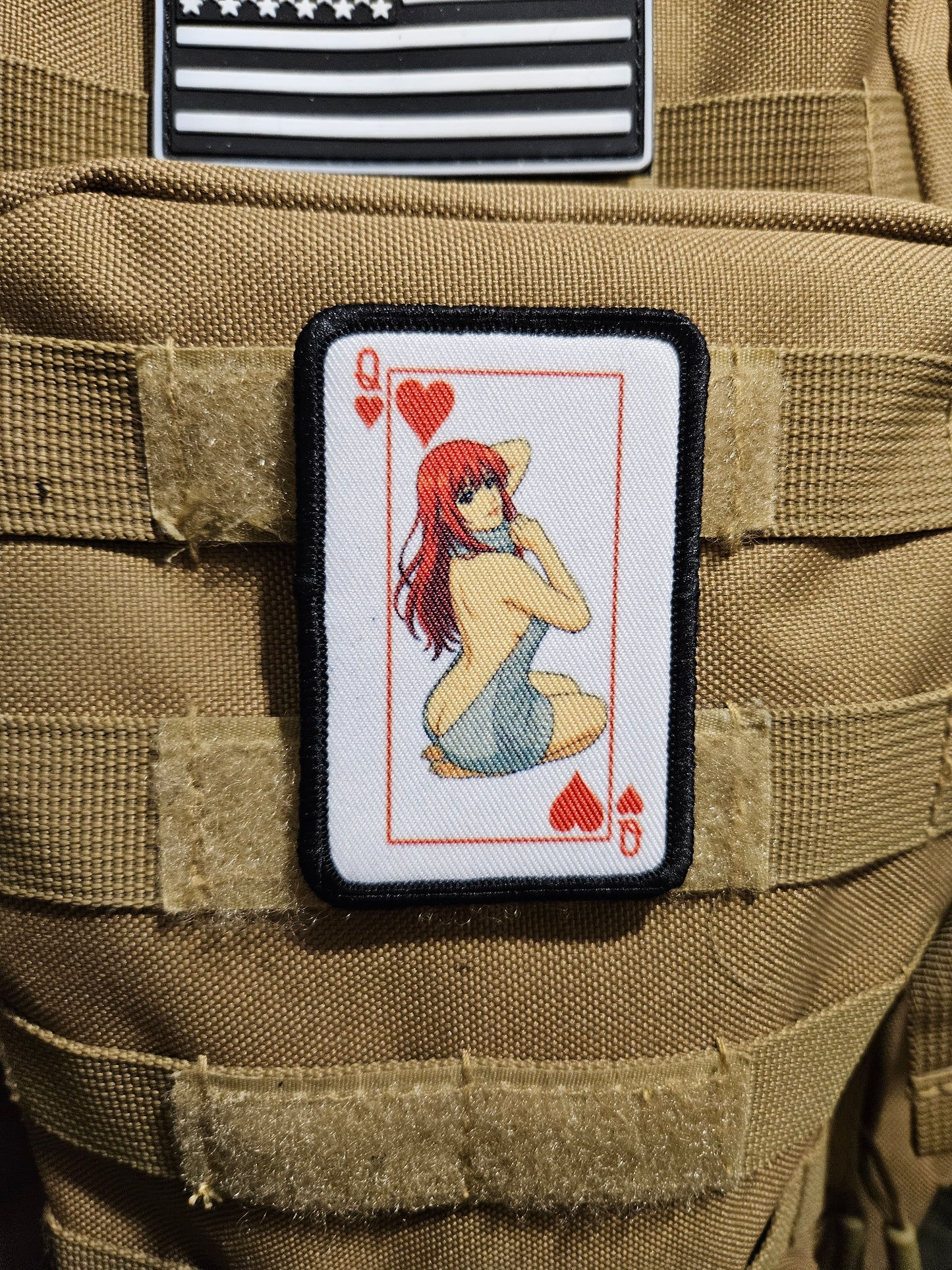 Sexy queen of hearts virgin killer sweater waifu 2"x3" removable morale patch with hook and loop backing anime