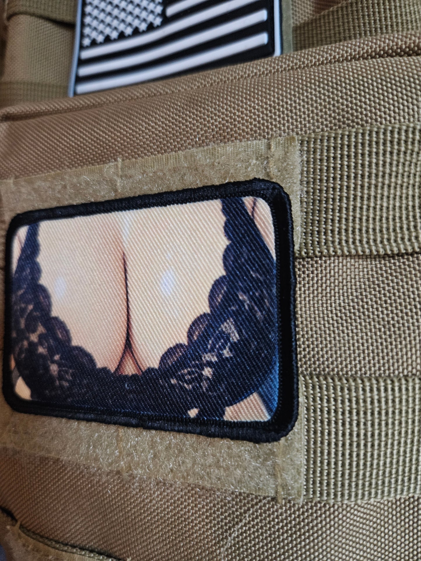 Anime goth chick boobs 2"x3"  removable morale patch with hook and loop backing