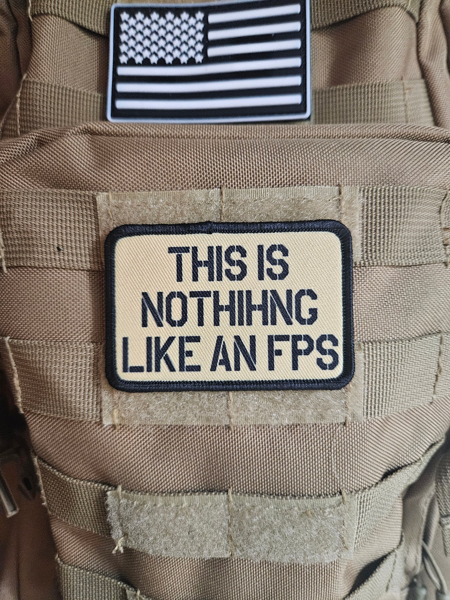This is nothing like a first person shooter military meme 2"x3" removable morale patch with hook and loop backing