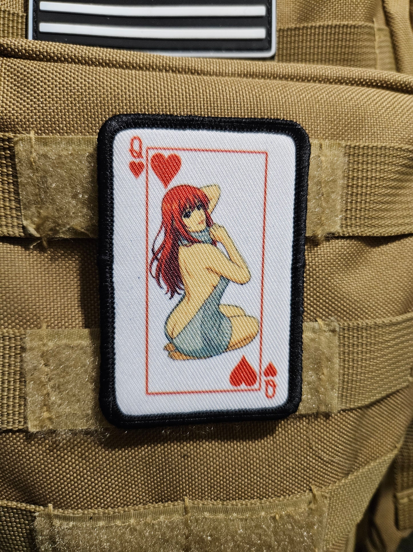 Sexy queen of hearts virgin killer sweater waifu 2"x3" removable morale patch with hook and loop backing anime