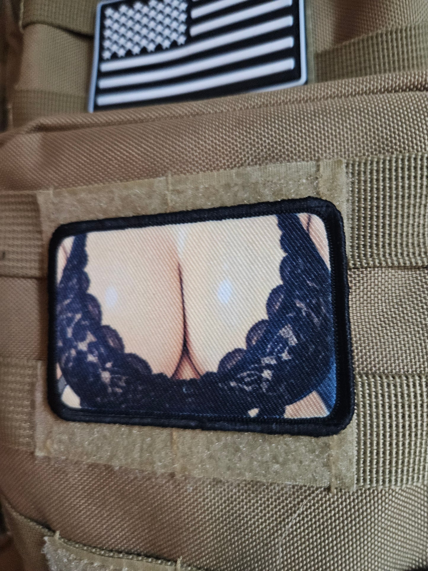 Anime goth chick boobs 2"x3"  removable morale patch with hook and loop backing