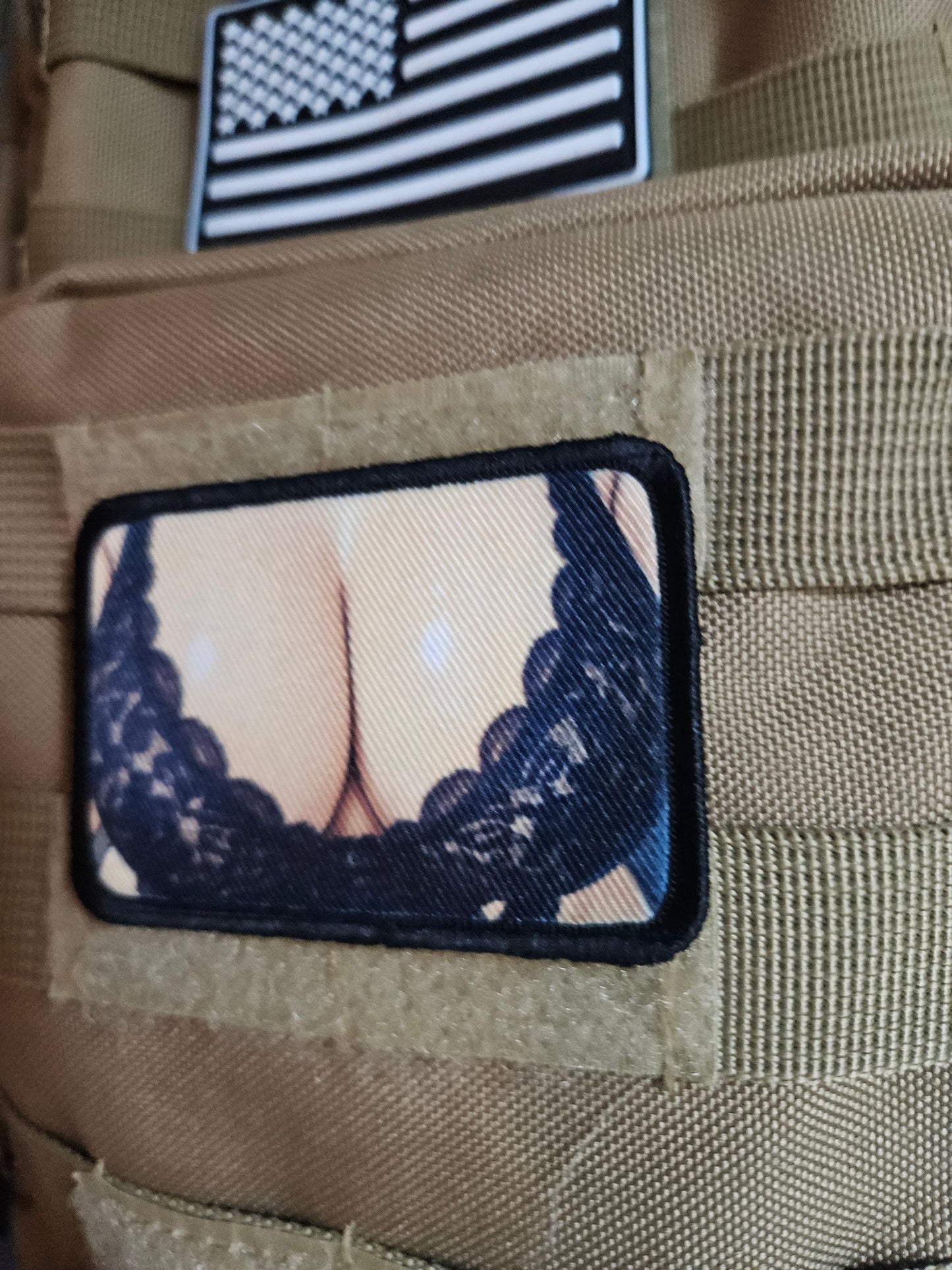 Anime goth chick boobs 2"x3"  removable morale patch with hook and loop backing