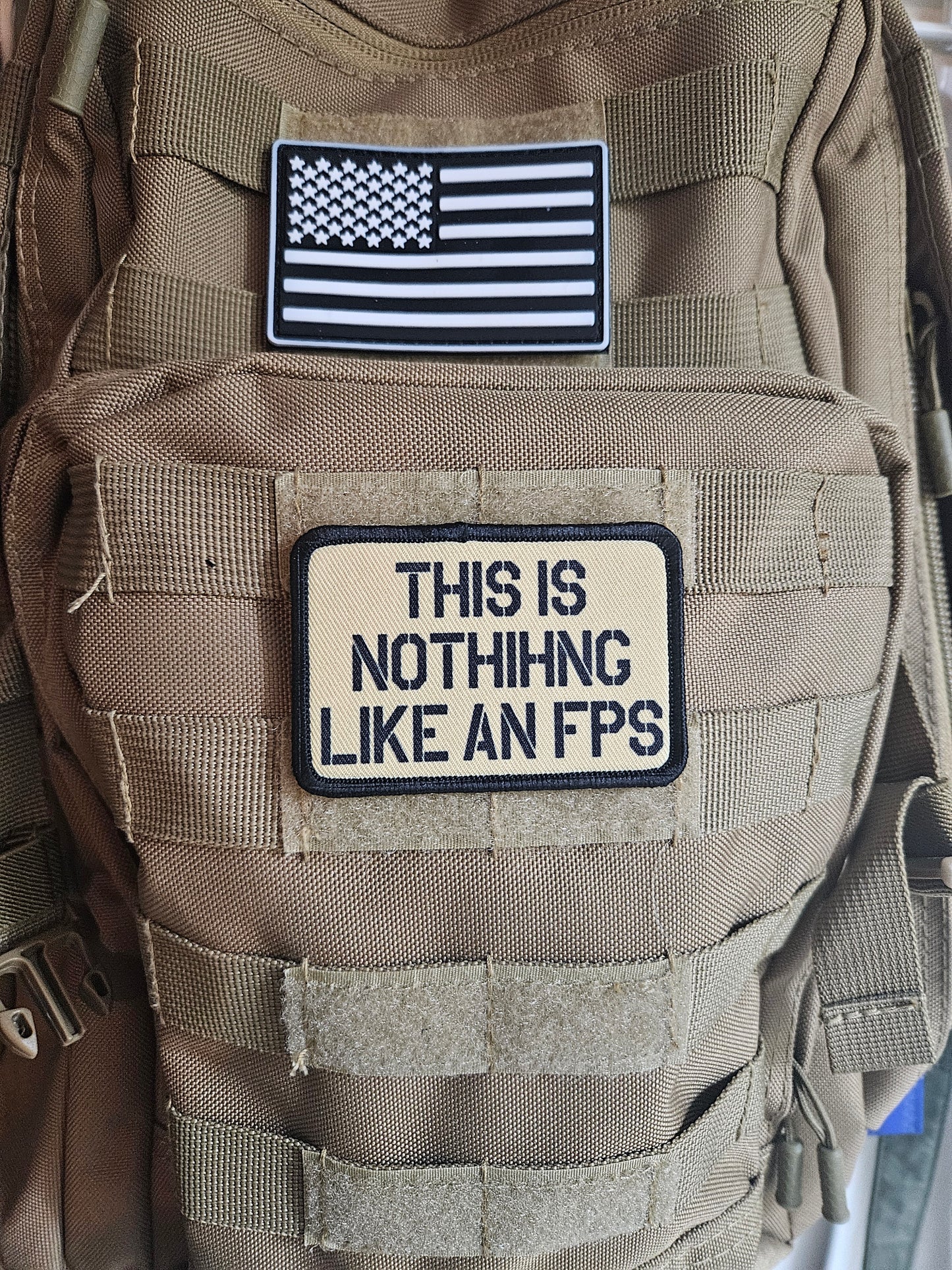 This is nothing like a first person shooter military meme 2"x3" removable morale patch with hook and loop backing